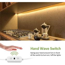 Ustellar 20ft LED Under Cabinet Lighting Kit, 1800lm Dimmable Light Strip, Hand Wave Activated Under Counter Lights for Kitchen Cabinet, Counter, Shelf- ETL Listed, 360 LEDs 3000K Warm White