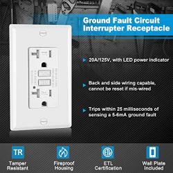 (10 Pack) UNIELE 20 Amp GFCI Outlet, Tamper-Resistant (TR) GFI Receptacle with LED Indicator, ETL Certified