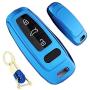 Royalfox(TM) 3 Buttons Soft TPU Smart keyless Remote Key Fob case Cover Shell for Audi New Smart Key,2019 Audi A6 A6L A7, 2018 2019 A8, (Blue)