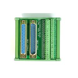 Electronics-Salon DB37 D-SUB DIN Rail Mount Interface Module, Male/Female, DSUB Breakout Board.