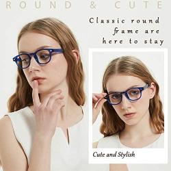 JiSoo Blue Light Glasses, Fashion Blue Light Blocking Glasses Trendy Computer Game Glasses Filter Blue Ray Stylish Eyeglasses Frame with Spring Hinge, Blue