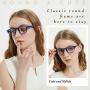 JiSoo Blue Light Glasses, Fashion Blue Light Blocking Glasses Trendy Computer Game Glasses Filter Blue Ray Stylish Eyeglasses Frame with Spring Hinge, Blue