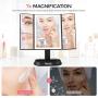 [Latest 2021] Makeup Mirror with Lights,Vanity Mirrors with 1X 5X 7X Magnification, Touch Screen, Dual Power Supplies, Portable Trifold Lighted Makeup Mirror