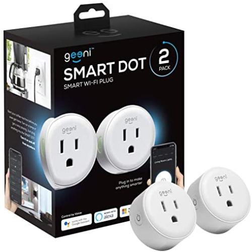 Geeni DOT Smart Wi-Fi Outlet Plug, White, (2 Pack) – No Hub Required – Works with Amazon Alexa, Google Assistant & Microsoft Cortana, Requires 2.4 GHz Wi-Fi