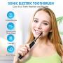 Sonic Electric Toothbrush Whitening Toothbrush Rechargeable with 4 Dupont Brush Heads, Adult Waterproof Ultrasonic Toothbrush with 5 Modes & Smart Timer by HOKEKI (Black)