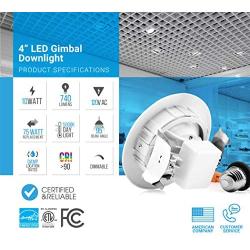 Parmida (12 Pack) 4 inch Dimmable LED Adjustable Gimbal Eyeball Retrofit Recessed Downlight, 10W (65W Replacement), Directional Swivel Can Lighting Trim, 650lm, Energy Star & ETL, 5000K (Day Light)