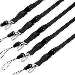 5 Pack of Neck Lanyards with Diamond Shield Retail Package - Detachable Buckle, Enhanced Model Hook and Quick Release Tether - Ideal for ID Badges, Keys, Cell Phones, USB Sticks, Whistles