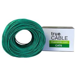 trueCABLE Cat6 Plenum (CMP), 1000ft, Green, 23AWG 4 Pair Solid Bare Copper, 550MHz, ETL Listed, Unshielded Twisted Pair (UTP), Bulk Ethernet Cable