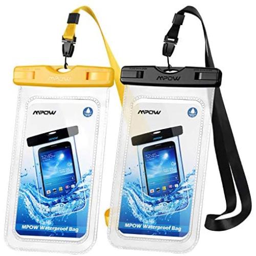 Mpow 097 Universal Waterproof Case, IPX8 Waterproof Phone Pouch Dry Bag Compatible for iPhone 11/11 Pro Max/Xs Max/XR/X/8/8P Galaxy up to 6.8'', Phone Pouch for Beach Kayaking Travel or Bath (2 Pack)