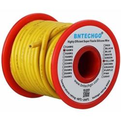 BNTECHGO 14 Gauge Silicone Wire Spool 40 ft Yellow Flexible 14 AWG Stranded Tinned Copper Wire