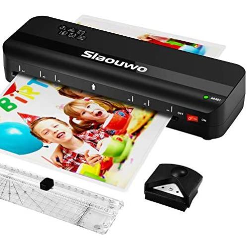 Laminator Machine, Slaouwo A4 Thermal Laminator Machine with 20 Laminating Pouches, 4 in 1 Portable Laminator with Paper Trimmer and Corner Rounder, 9 Inches Personal Laminator for Home School Office