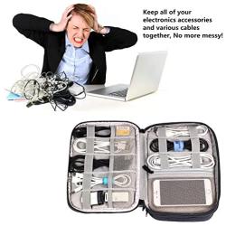 Electronics Organizer Travel Cable Cord Wire Bag Accessories Gadget Gear Storage Cases (Dark Gray)