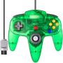 2 Pack N64 Controller, iNNEXT Classic Wired N64 Gamepad Joystick for Ultra 64 (Blue/Transparent Green)