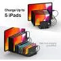 Unitek USB Charging Station, 10 USB Fast Ports Charge Docking Station and Adjustable Dividers, Multi Device Charger Organizer Compatible with iPad, iPhone, Tablet and Cell Phone