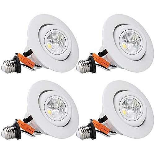 TORCHSTAR 4 Inch 10W Adjustable LED Recessed Downlight, Eyeball Retrofit Recessed Lighting, CRI 90+, ETL, Energy Star Listed Dimmable Recessed Ceiling Light, 5000K Daylight, Pack of 4