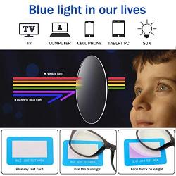 Zasun Kids Blue Light Blocking Glasses 2 Pack, UV Protection & Anti Eyestrain Computer Video Gaming Glasses for Kids Boys Girls Age 3-12 (Black +Transparent Blue)