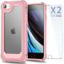 iPhone 6S Case, iPhone 6 Case with [ Screen Protector Tempered Glass x2Pack]SUPBEC Protective Phone Cover with Silicone PC+TPU Shockproof Rubber Heavy Duty Case for iPhone6 / iPhone6S-Clear Rose Gold
