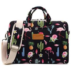 Canvaslife Flamingos Pattern Waterproof Laptop Shoulder Messenger Bag Laptop Computer Briefcases with Rebound Bubble Protection for 15 inch and 15.6 inch Laptop