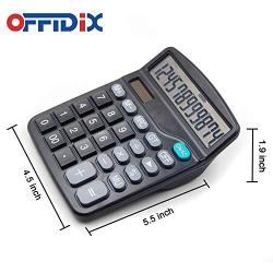 OFFDIX Large Office Calculators Office Desktop Black Calculator for 2018 Gift, Solar and Battery Dual Power Electronic Calculator Portable 12 Digit Large Office Calculator LCD Display Desk Calculator