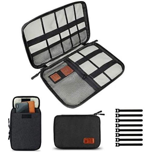 Travel Cable Organizer Bag, Electronics Accessories Carry Cases Portable Cord Organizer Bag for Cable, Charger, Phone, USB, SD Card ,with 8pcs Cable Ties (Black) Travel Cable Organizer Bag, Electronics Accessories Carry Cases Portable Cord Organizer Bag for Cable, Charger, Phone, USB, SD Card ,with 8pcs Cable Ties (Black)