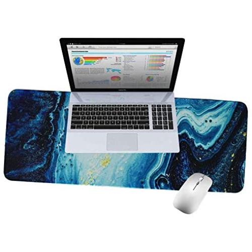 LIZIMANDU Gaming Mouse Pad,Extended Large Pattern Anti Slip Stitched Edges Long XXL Mousepad,Desk Pad Keyboard Mat, Non-Slip Base, Water-Resistant, for Gaming,Office & Home (1-Blue Quicksand, 1 Pack)