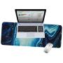 LIZIMANDU Gaming Mouse Pad,Extended Large Pattern Anti Slip Stitched Edges Long XXL Mousepad,Desk Pad Keyboard Mat, Non-Slip Base, Water-Resistant, for Gaming,Office & Home (1-Blue Quicksand, 1 Pack)