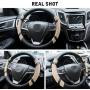 BOKIN Steering Wheel Cover, Microfiber Leather and Viscose, Breathable, Anti-Slip, Odorless, Warm in Winter and Cool in Summer, Universal 15 Inches (Tan)