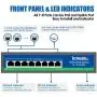 iCreatin 8 Port Gigabit POE Switch, 1 Uplink 1000Mbps Ethernet, 120W PoE Plus 802.3af/at, Fanless Metal Unmanaged Plug & Play