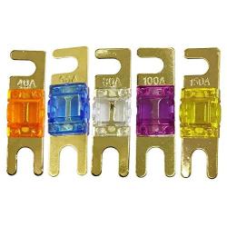 Yoiilnz (Pack of 5 pcs) Mini ANL Fuse 40/60/80/100/150 AMP Assorted Car Audio Fuse Gold plated