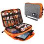 Electronics Organizer Travel Universal Cord Organizer Electronic Accessories Case for Cable, Charger, Phone, USB Drive, SD Card, Mini Tablet(Up to 7.9'') Gray and Orange