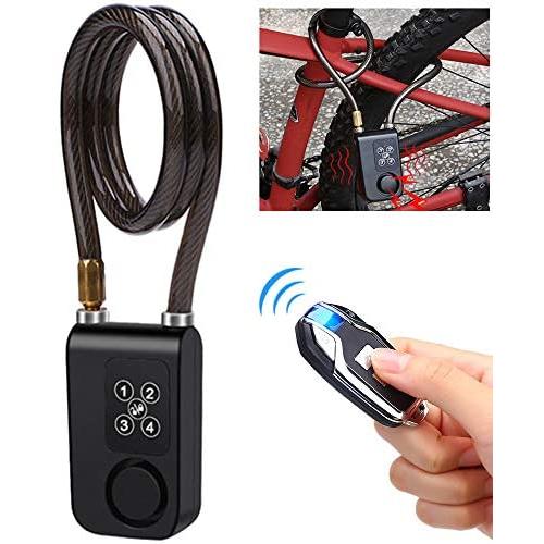 Wsdcam Bike Lock Alarm with Remote Universal Security Alarm Lock System Anti-Theft Vibration Alarm for Bicycle Motorcycle Door Gate Lock 110dB,31.49 inch Cable Length, IP55 waterproof Alarm Cable Lock