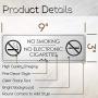 No Smoking No Electronic Cigarettes - Laser Engraved Sign - 3''x9'' - .050 Brushed Silver Plastic