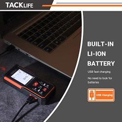 Tacklife S5-60 Upgraded Laser Measure 196Ft M/Ft/Inch Rechargeable Mute Laser Distance Meter with Electronic Angle Sensor Backlit LCD Pythagoras for Distance,Area, Volume-99 Records+Re-calibration