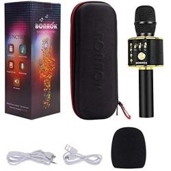 BONAOK Wireless Bluetooth Karaoke Microphone,3-in-1 Portable Handheld Mic Speaker Machine Birthday Home Party for Android/iPhone/PC or All Smartphone(Q37 Black Gold)