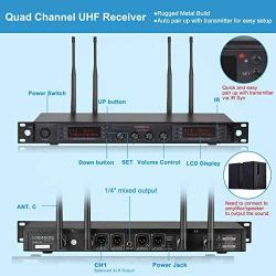 Wireless Microphone System, Phenyx Pro Quad Channel Cordless Mic Set with Metal Handheld Mics, 4x40 Channels, Auto Scan, Long Distance 328ft, Ideal for DJ, Church, Outdoor Events (PTU-7000A)