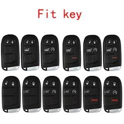 ROYALFOX Genuine Leather 3 4 5 Buttons Smart Key Fob case Cover for Jeep Cherokee Compass Renegade Grand Cherokee, Fiat,Dodge Charger Challenger Dart Journey Durango Grand Caravan RAM (red)