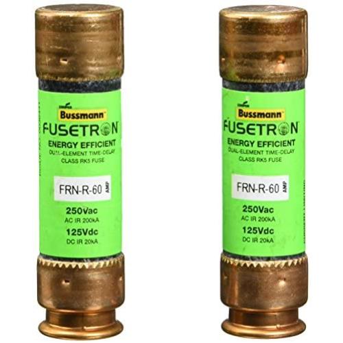 Bussmann BP/FRN-R-60 60 Amp Fusetron Dual Element Time-Delay Current Limiting Class RK5 Fuse, 250V Carded UL Listed, 2-Pack