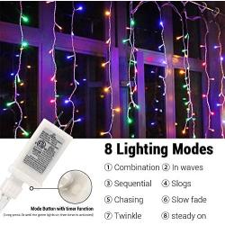 Joomer LED Icicle Lights,400 LED 26ft 8 Modes with 80 Drops,Icicle Fairy Lights with Timer Function, Waterproof Connectable Outdoor Lights for Holiday, Christmas, Wedding Decorations (Multi-color)