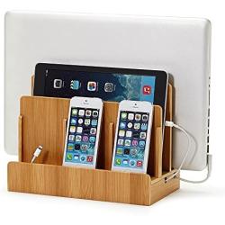 Great Useful Stuff G.U.S. Multi-Device Charging Station Dock & Organizer - Multiple Finishes Available. for Laptops, Tablets, and Phones - Strong Build, Eco-Friendly Bamboo