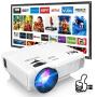 DR. J Professional HI-04 Mini Projector Outdoor Movie Projector with 100Inch Projector Screen, 1080P Supported Compatible with TV Stick, Video Games, HDMI,USB,TF,VGA,AUX,AV [Latest Upgrade]