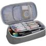ProCase Pencil Bag Pen Case, Big Capacity Students Stationery Pouch Holder Desk Organizer with Zipper for Pens Pencils Highlighters Gel Pen Markers School Supplies Students Office Clerks -Grey