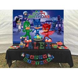 PJ Masks Party Supplies Photography Backdrop Cartoon Super City Hero Background Boys Birthday Cake Table Decoration Baby Shower Banner Photo Booth Props 5X3ft