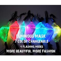 7 Color Lights LED Light up Face Mask USB Rechargeable Glowing Luminous Dust Mask for Christmas Party Festival Dancing Rave Masquerade Costumes (Face Mask)