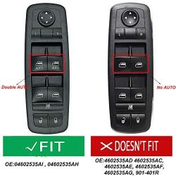 Driver Side Master Power Window Switch 04602535AI 04602535AH Fit for 2010-2011 Chrysler Town & Country Dodge Grand Caravan -Double Auto (3 PINs + 0 PINs) PINS Checked Needed