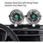 HITOPTY 12V Electric Car Fan, Dual Head 360 Degree Swivel 2 Switches 2 Speeds Dashboard Air Fan with Cigarette Lighter for Auto Vehicles SUV RV Boat