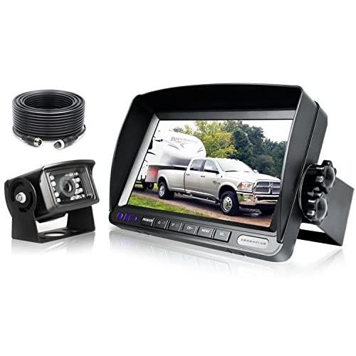 ZEROXCLUB Backup Camera System Kit,Sharp CCD Chip, 100% Not Wash Up,IP69 Waterproof Rear View Camera + 7’’ LCD Reversing Monitor for Truck/Semi-Trailer/Box Truck/RV (ERY01-Wired)