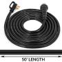 Happybuy RV Shore Power Extension Cord 50FT 50 AMP Weatherproof Heavy Duty 6AWG/3C+8AWG/1C Twist Lock Cord 50 Amp RV Replacement Cord UL and CSA Approved with Molded Connector and Patented Handle
