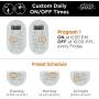 myTouchSmart Wireless Programmable Outdoor / Indoor Digital Timer with Remote, Plug-in, 2 Outlets Grounded, 2 Custom On/Off Times, 24 Hour Countdown, 3 Daily Preset Options, Backlit Display, 35167