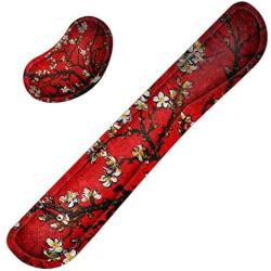 Meffort Inc Gaming Keyboard Wrist Pad & Mouse Wrist Rest Cushion Support Combo Set – Durable Ergonomic Anti Slip Non-Slip Base - Cherry Blossoming