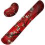 Meffort Inc Gaming Keyboard Wrist Pad & Mouse Wrist Rest Cushion Support Combo Set – Durable Ergonomic Anti Slip Non-Slip Base - Cherry Blossoming